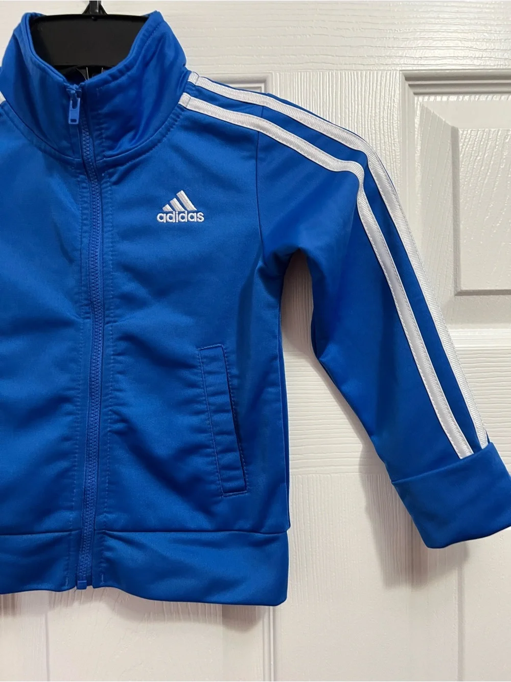 Adidas Little Kids' Blue Track Jacket with Signature Stripes